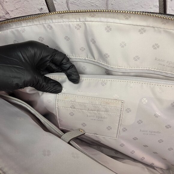 Kate Spade New York Margaux Leather Women Universal Laptop Bag True Taupe Mint - Picture 11 of 16